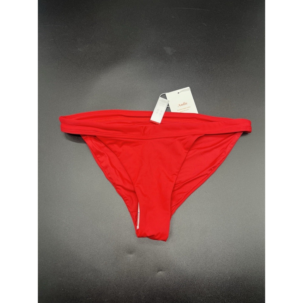 Andie Swim The Banded Cheeky Bikini Bottom Red NWT Size M